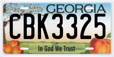 GA license plate CBK3325