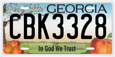 GA license plate CBK3328