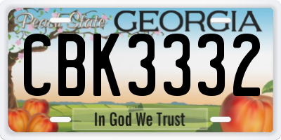 GA license plate CBK3332