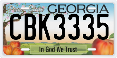 GA license plate CBK3335