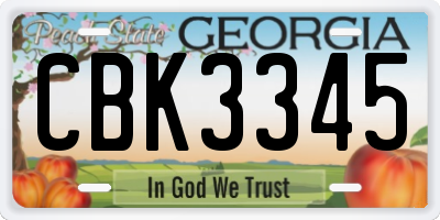 GA license plate CBK3345