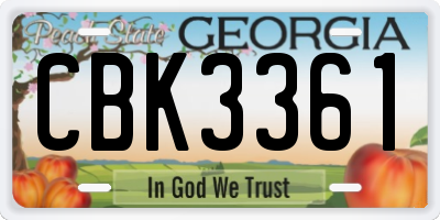 GA license plate CBK3361