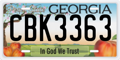 GA license plate CBK3363