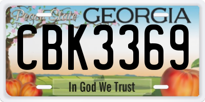 GA license plate CBK3369