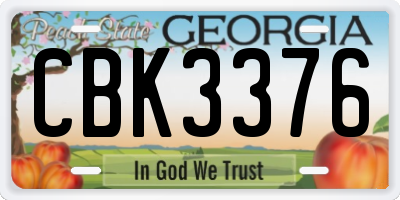 GA license plate CBK3376