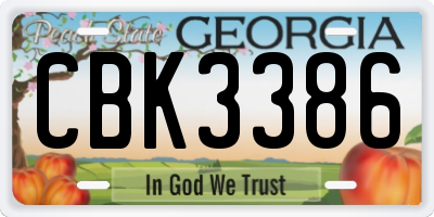 GA license plate CBK3386