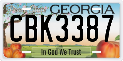 GA license plate CBK3387