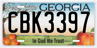 GA license plate CBK3397