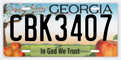 GA license plate CBK3407