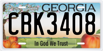 GA license plate CBK3408