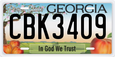 GA license plate CBK3409
