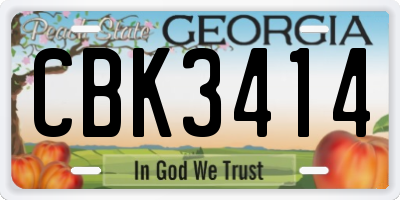 GA license plate CBK3414