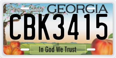 GA license plate CBK3415