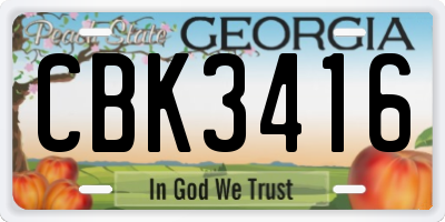 GA license plate CBK3416