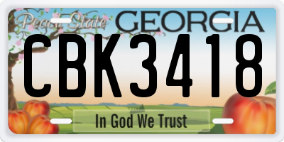 GA license plate CBK3418