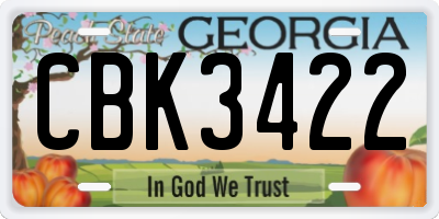 GA license plate CBK3422