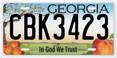 GA license plate CBK3423