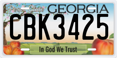 GA license plate CBK3425