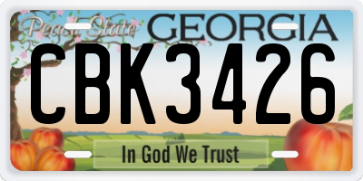 GA license plate CBK3426