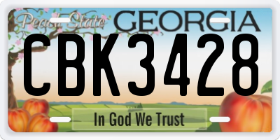GA license plate CBK3428