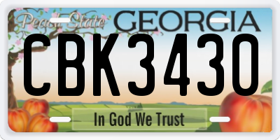 GA license plate CBK3430