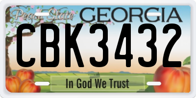 GA license plate CBK3432