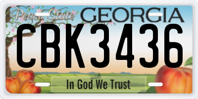 GA license plate CBK3436