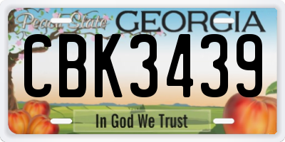 GA license plate CBK3439
