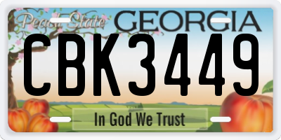 GA license plate CBK3449