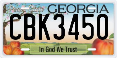 GA license plate CBK3450