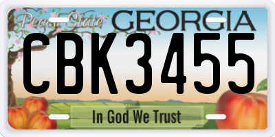 GA license plate CBK3455