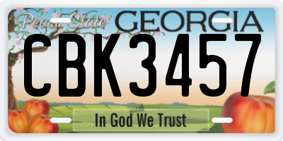 GA license plate CBK3457