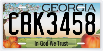 GA license plate CBK3458