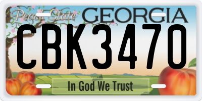 GA license plate CBK3470