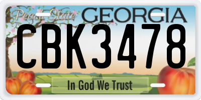 GA license plate CBK3478
