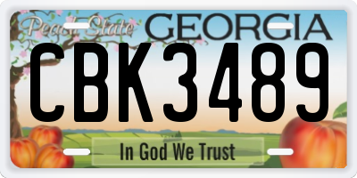 GA license plate CBK3489
