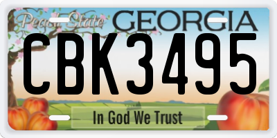 GA license plate CBK3495