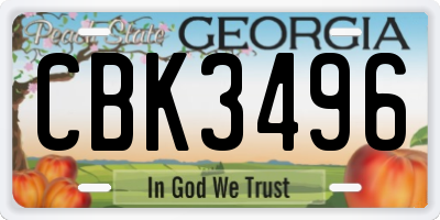 GA license plate CBK3496