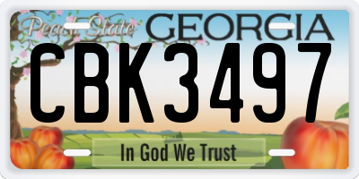 GA license plate CBK3497