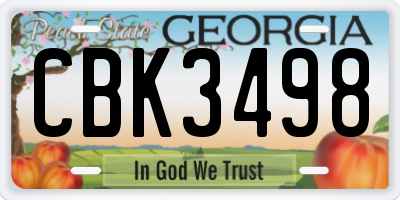 GA license plate CBK3498