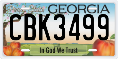 GA license plate CBK3499