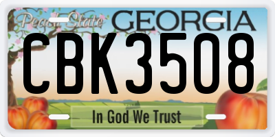 GA license plate CBK3508