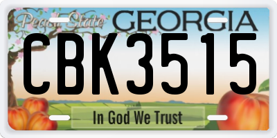 GA license plate CBK3515