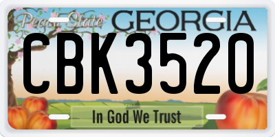 GA license plate CBK3520