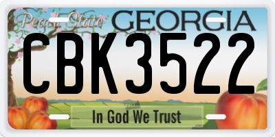 GA license plate CBK3522