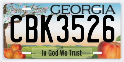 GA license plate CBK3526