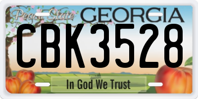 GA license plate CBK3528