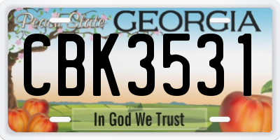 GA license plate CBK3531