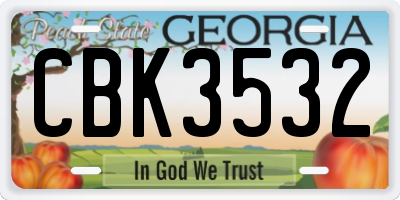 GA license plate CBK3532