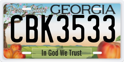 GA license plate CBK3533